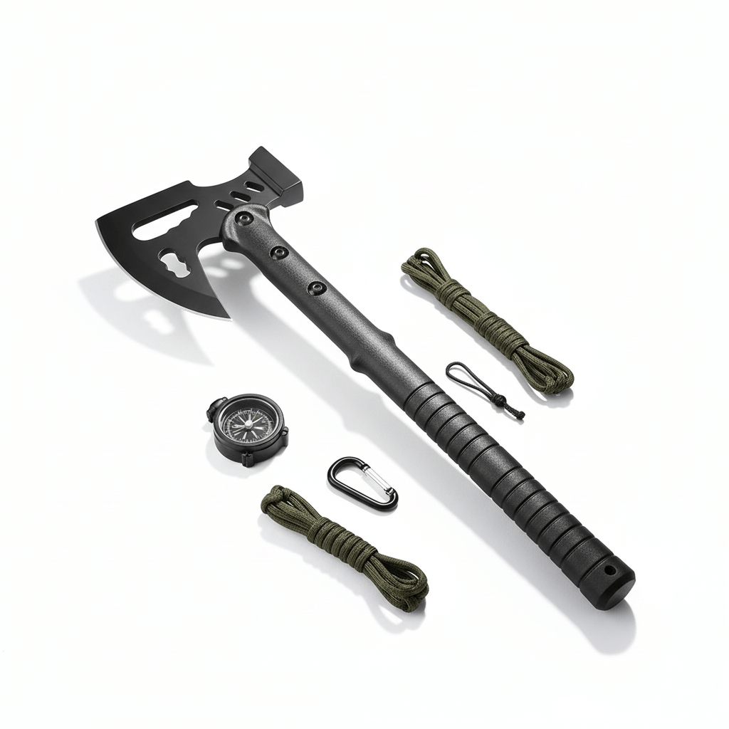 Stainless Steel Multi-Functional Survival Axe & Hammer | Outdoor Camping, Rock Climbing & Adventure Tool