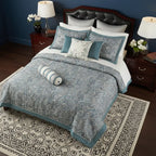 teal cotton king comforter set with Cotton Bed Sheets 12 pieces - Hadi Craft