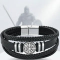 viking leather bracelet for men Nordic Magnetic Clasp Bracelet for Men - Hadi Craft