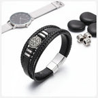 viking leather bracelet for men Nordic Magnetic Clasp Bracelet for Men - Hadi Craft